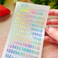 Letter Alphabet Holographic Sticker Sheet