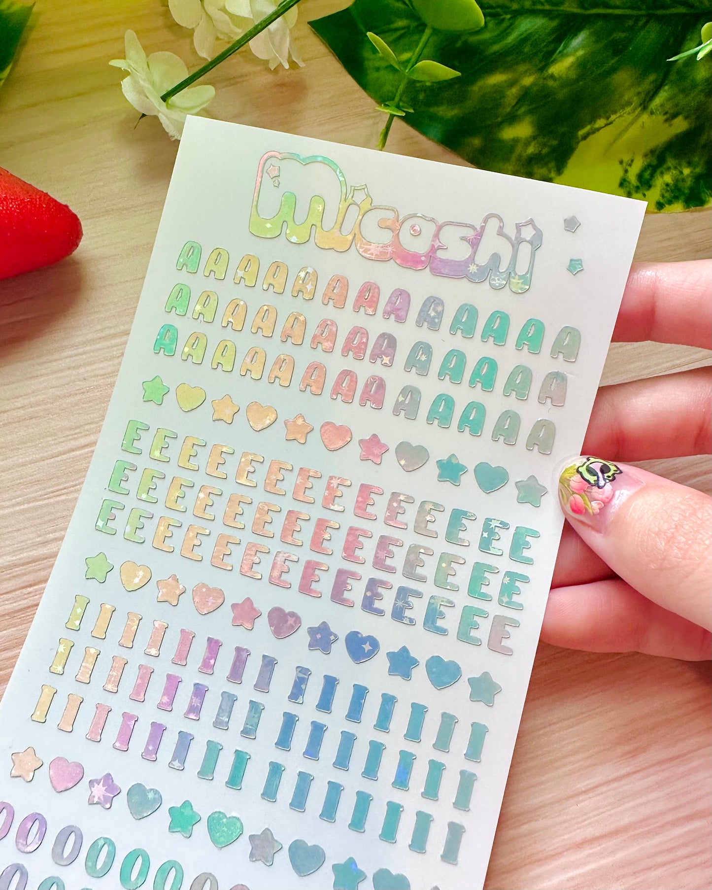 Letter Alphabet Holographic Sticker Sheet