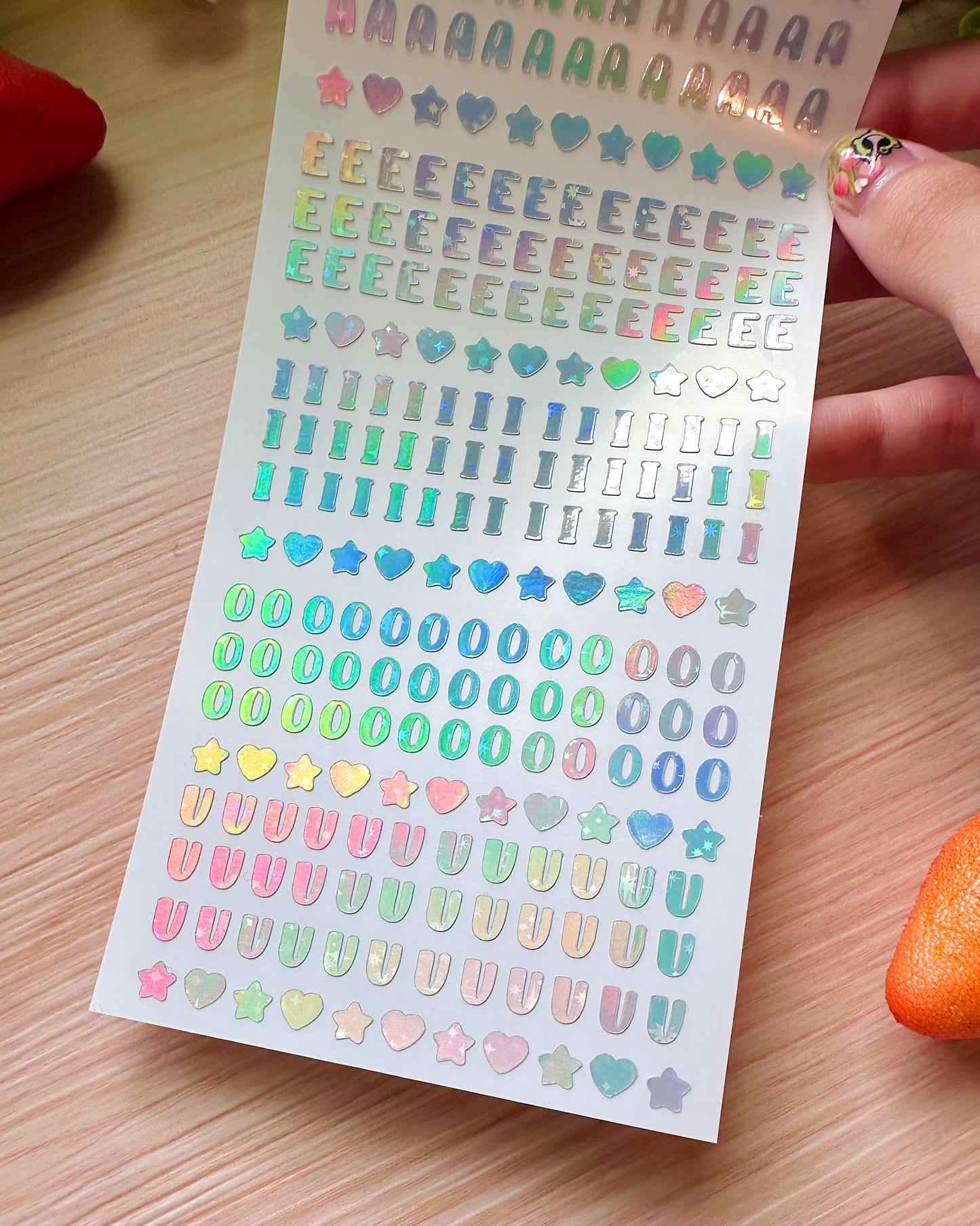 Letter Alphabet Holographic Sticker Sheet