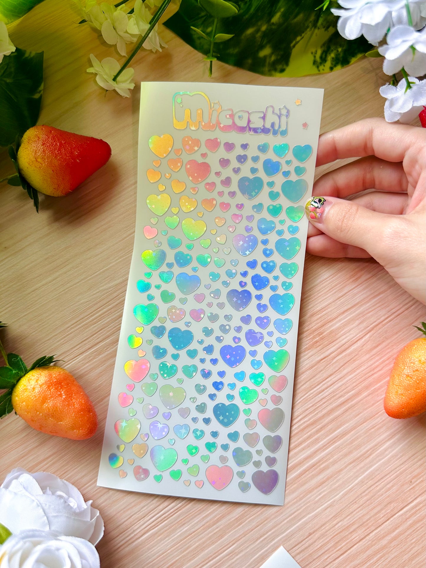 Hearts Holographic Stickers Sheet