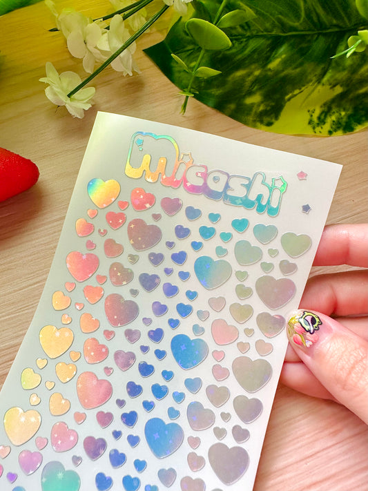 Hearts Holographic Stickers Sheet