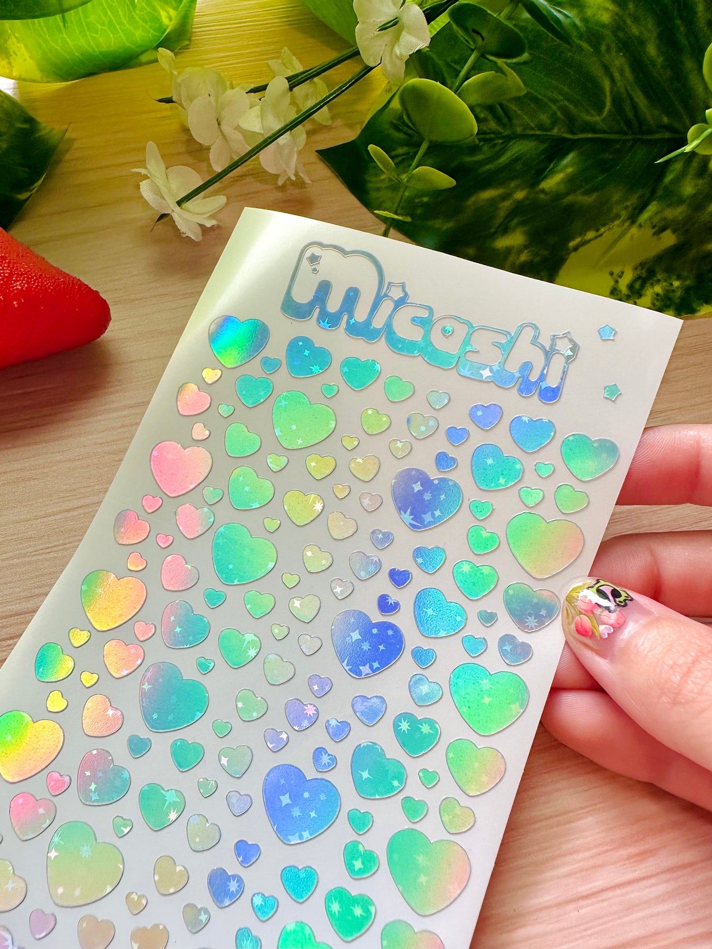 Hearts Holographic Stickers Sheet