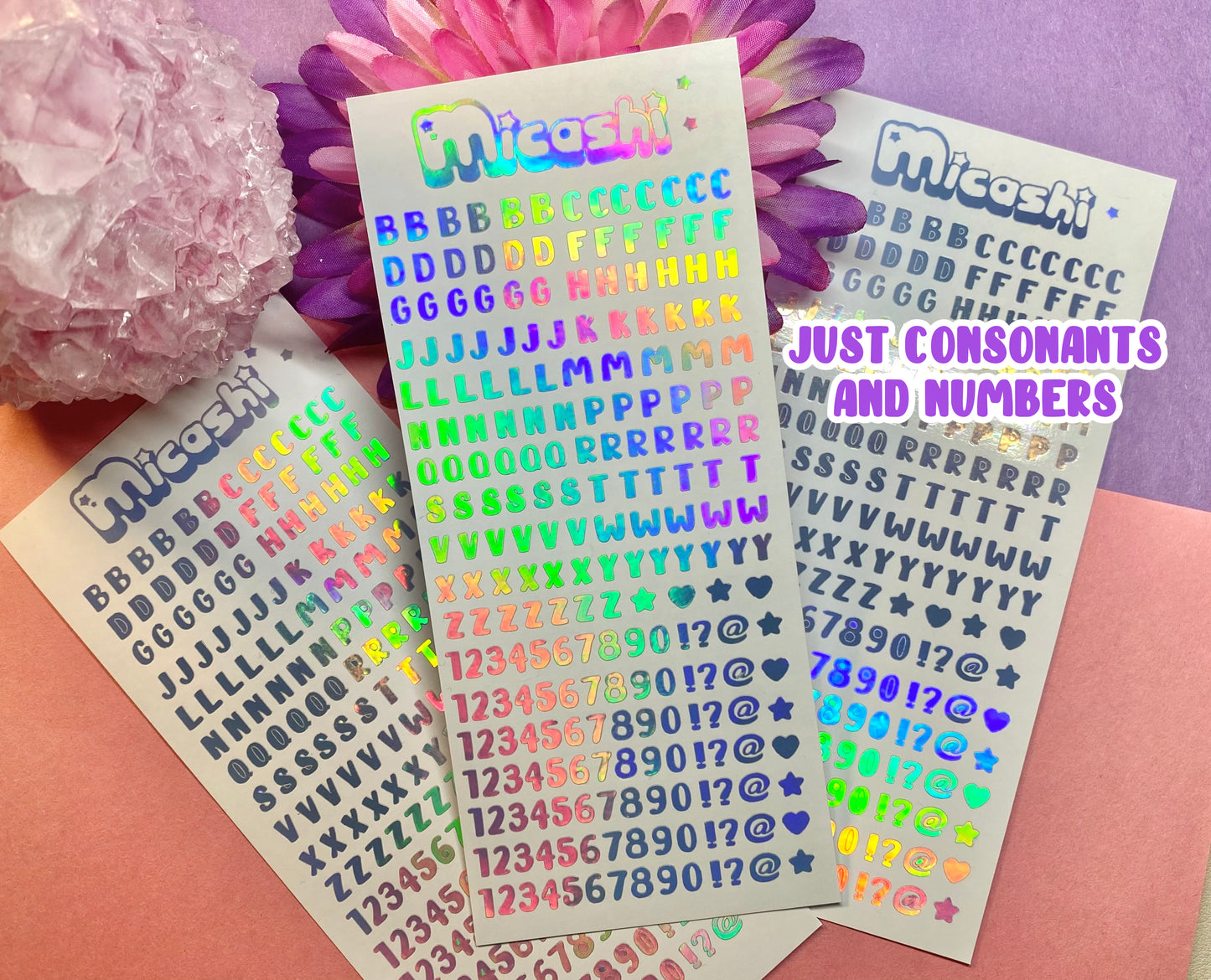 Letter Alphabet Holographic Sticker Sheet