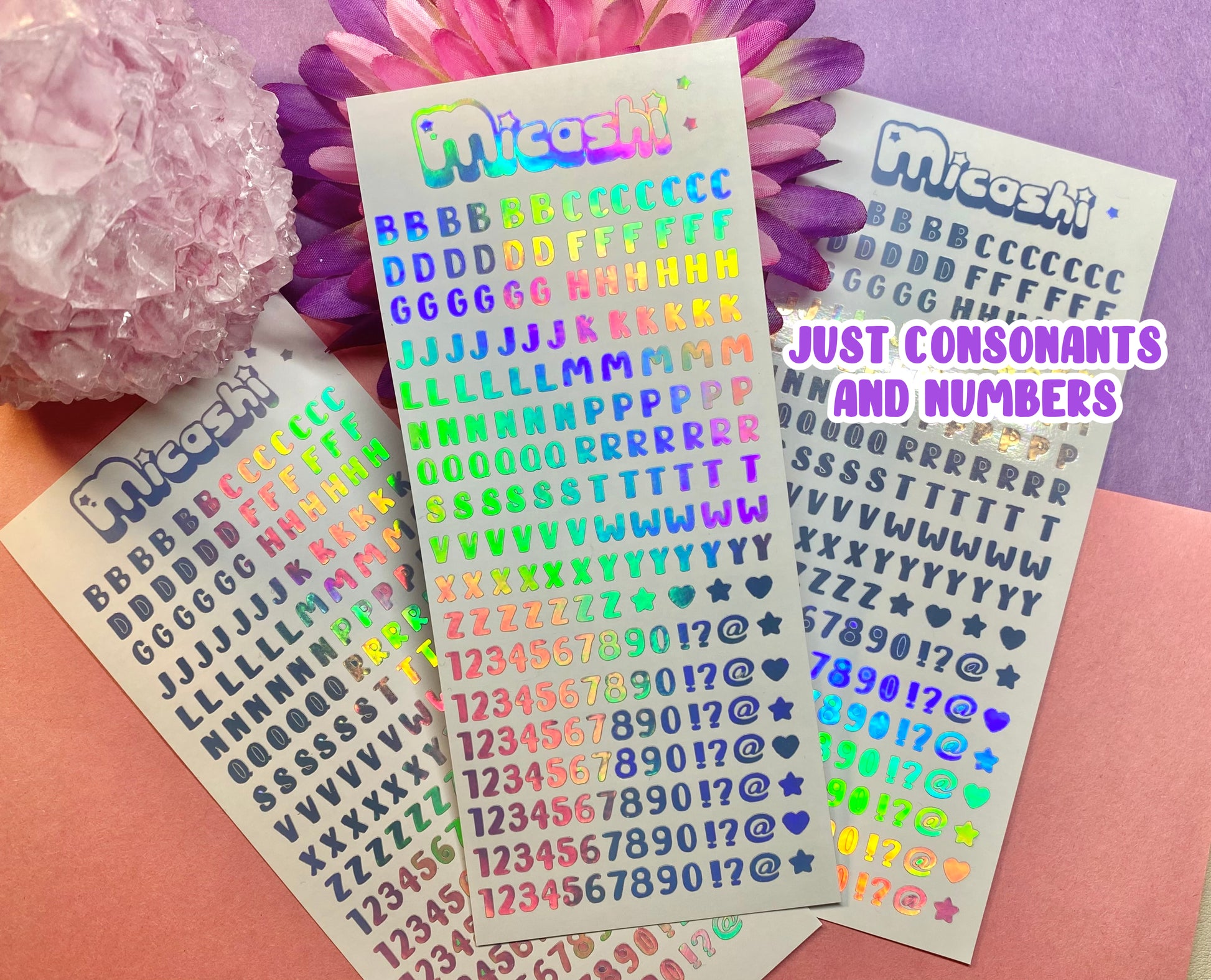 Letter Alphabet Holographic Sticker Sheet – Micashi Store