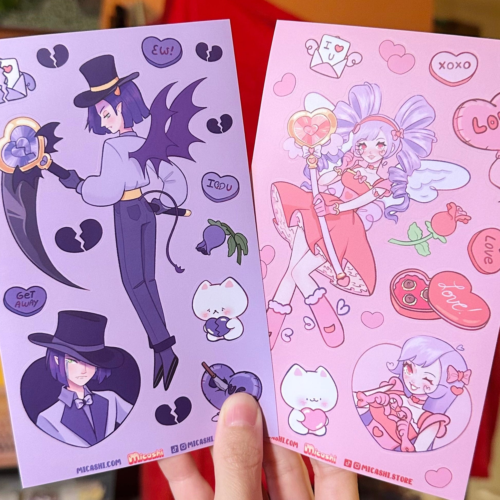 anime valentine's day dress art design pink cupid Valentine's day Cupids V.4 sticker sheets! 💗💔 Magical Girls V.4