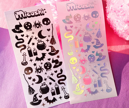 Spooky Magic Wtich Holographic Stickers Sheet