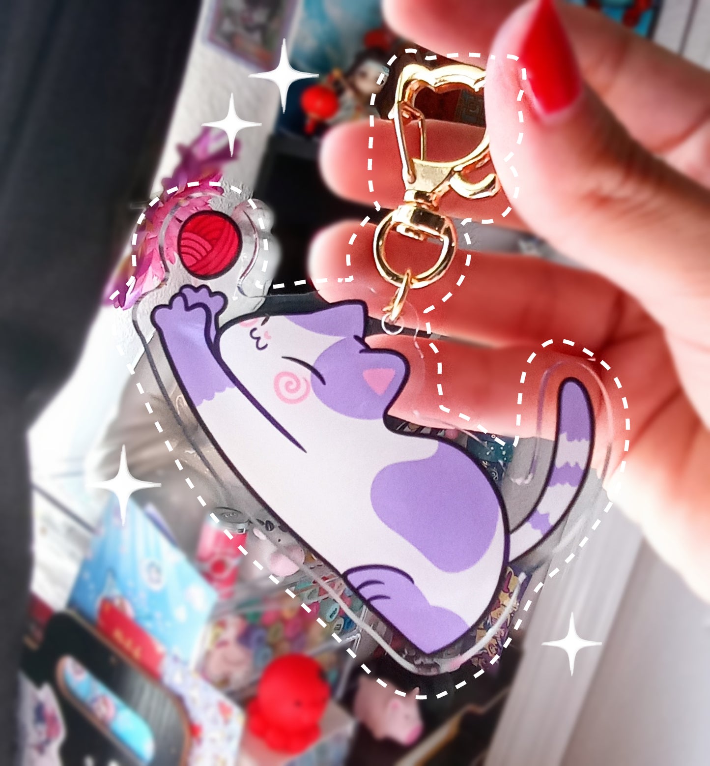 Cute Kitty Cat Acrylic Charm 3" Double sided