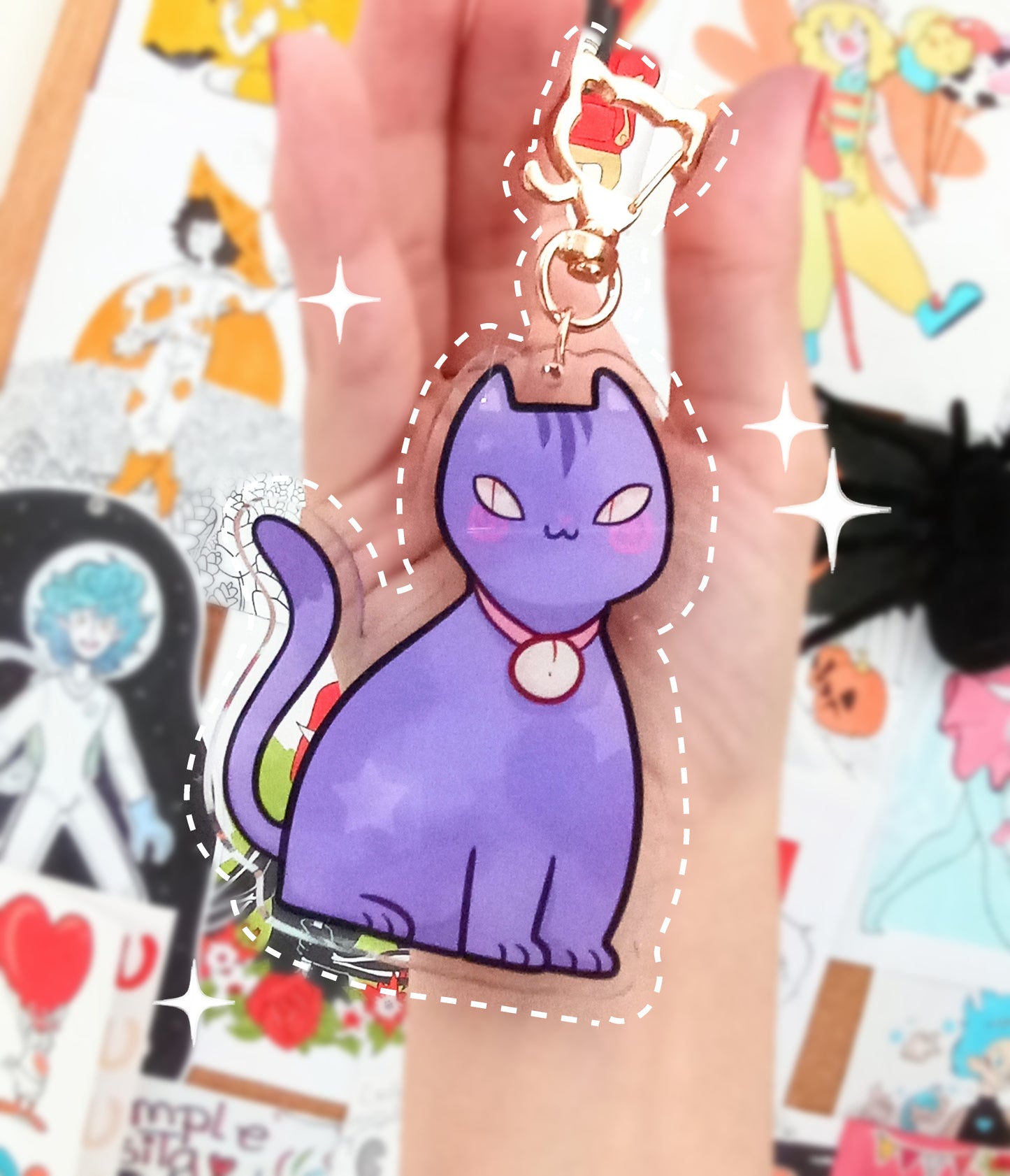 Cute Kitty Cat Acrylic Charm 3" Double sided