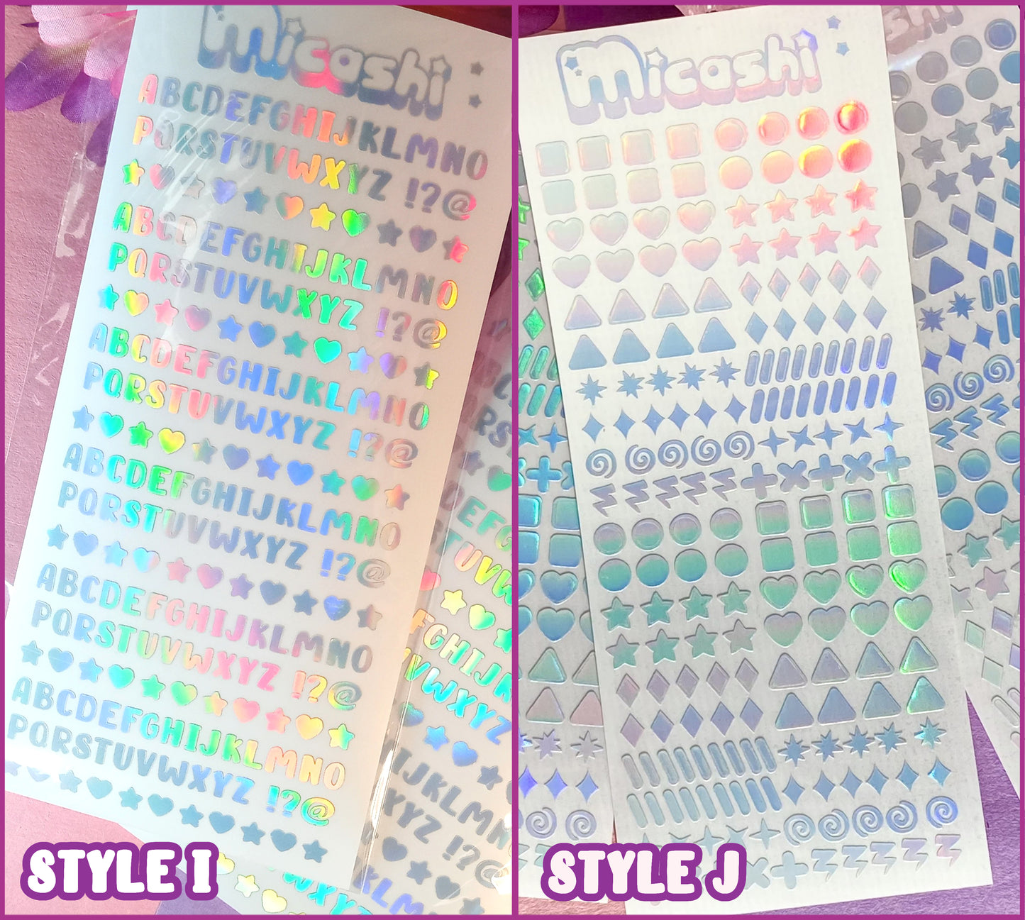 Deco Holographic Stickers Sheet (16 Styles options)