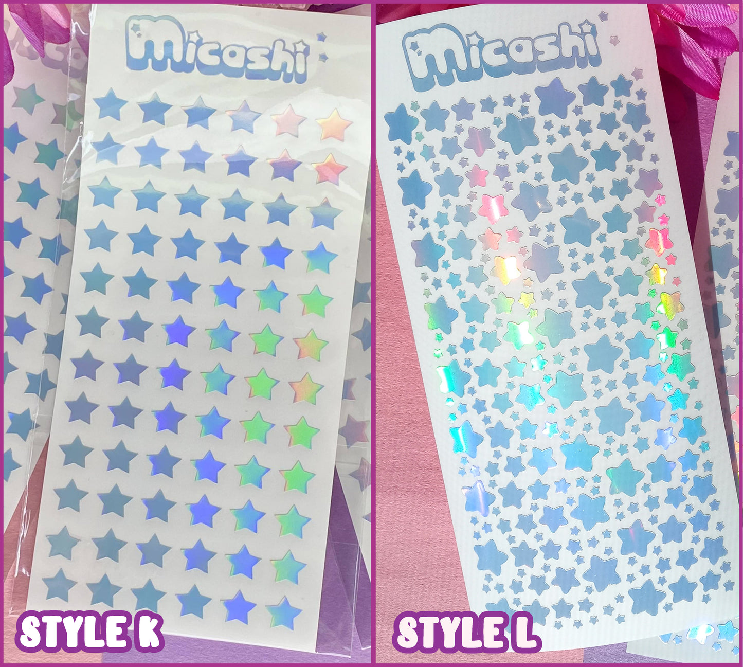 Deco Holographic Stickers Sheet (16 Styles options)