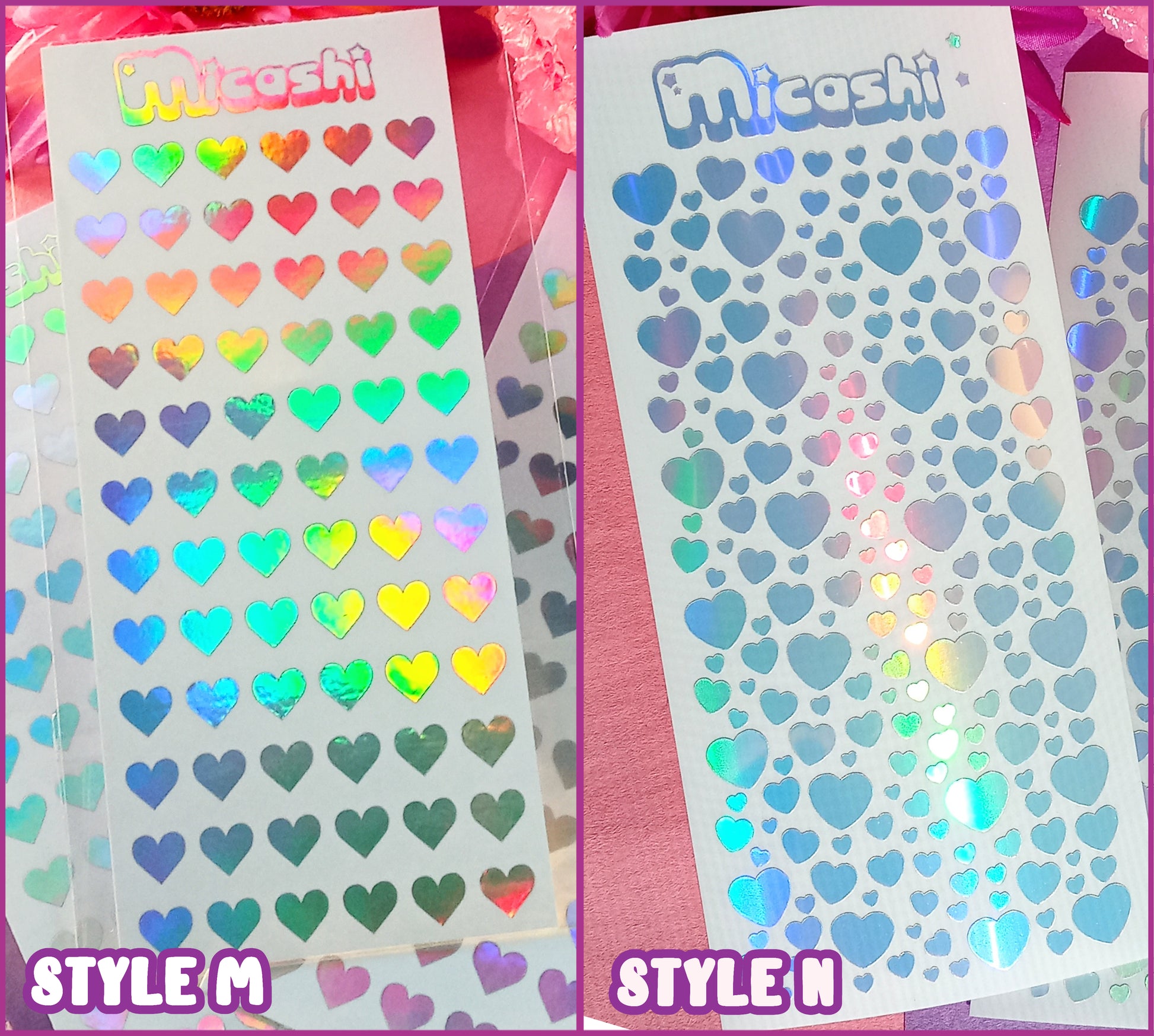 Holographic Heart Stickers (6 Sheets)