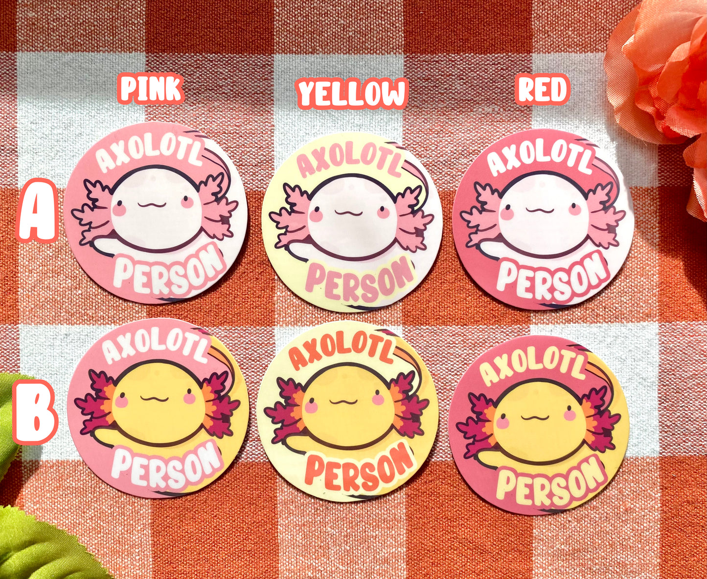 Axolotl Person Stickers- 2" in Glossy stickers!