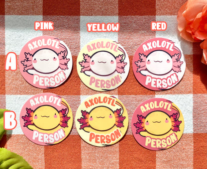 Axolotl Person Stickers- 2" in Glossy stickers!