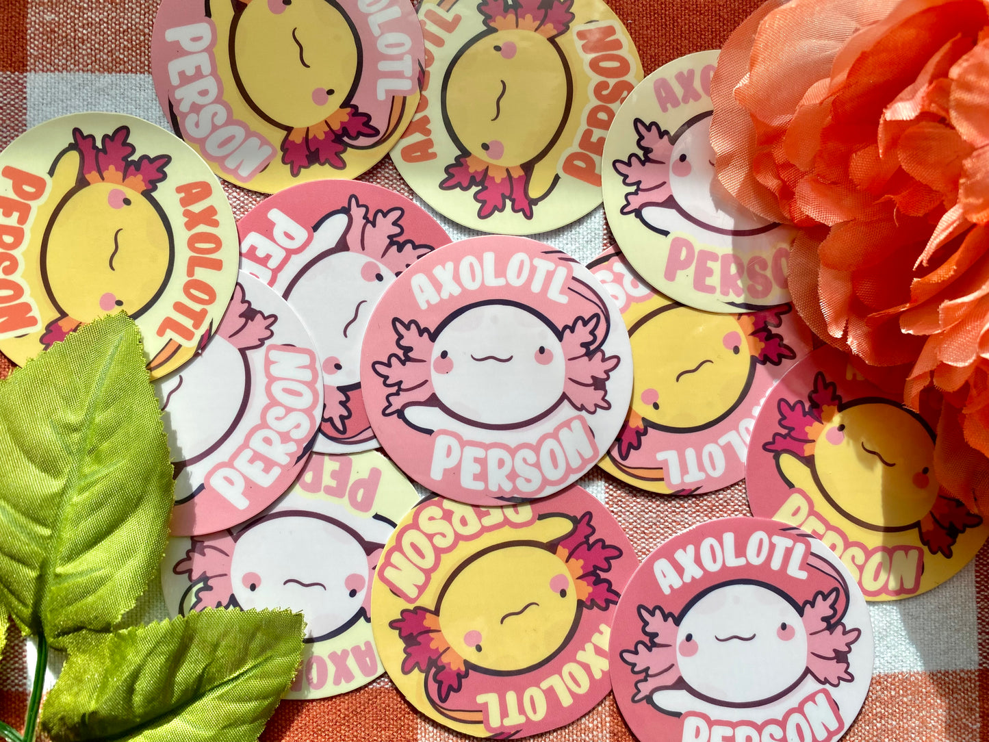 Axolotl Person Stickers- 2" in Glossy stickers!