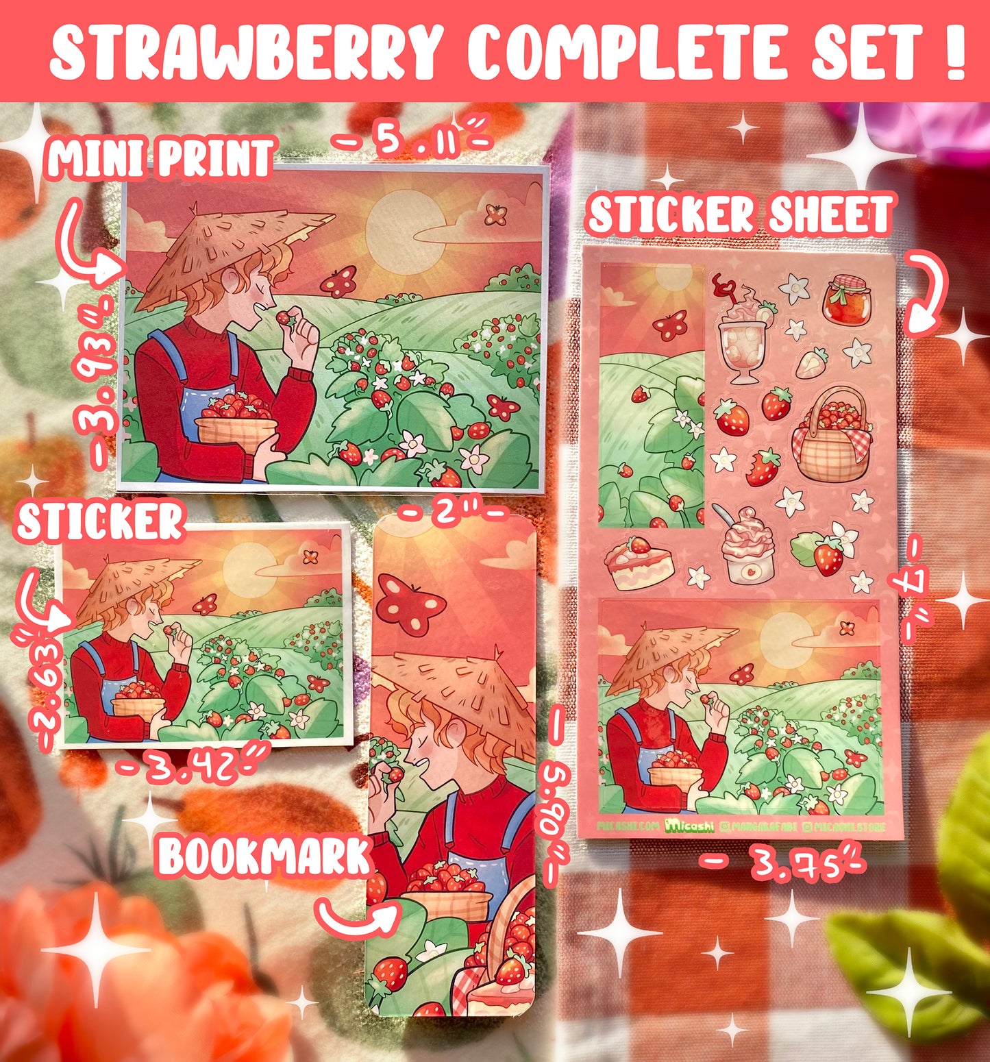 Strawberry fruit Vinyl sticker sheet