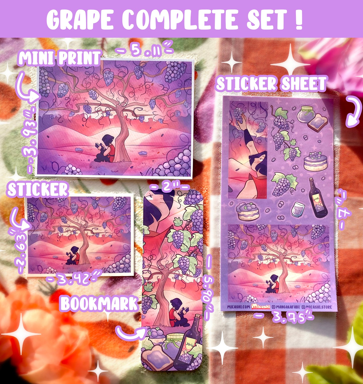 Grape fruit Vinyl sticker sheet