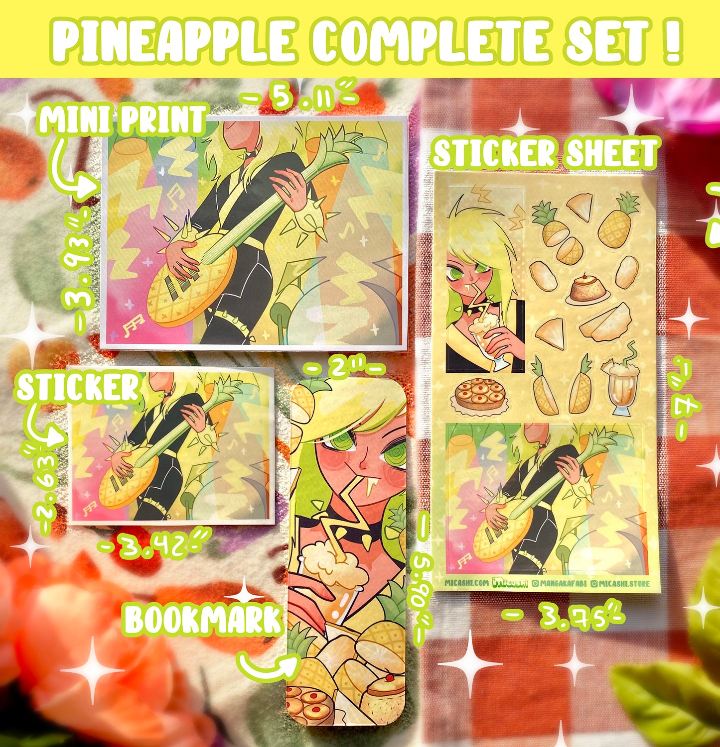 Pineapple fruit Vinyl sticker sheet