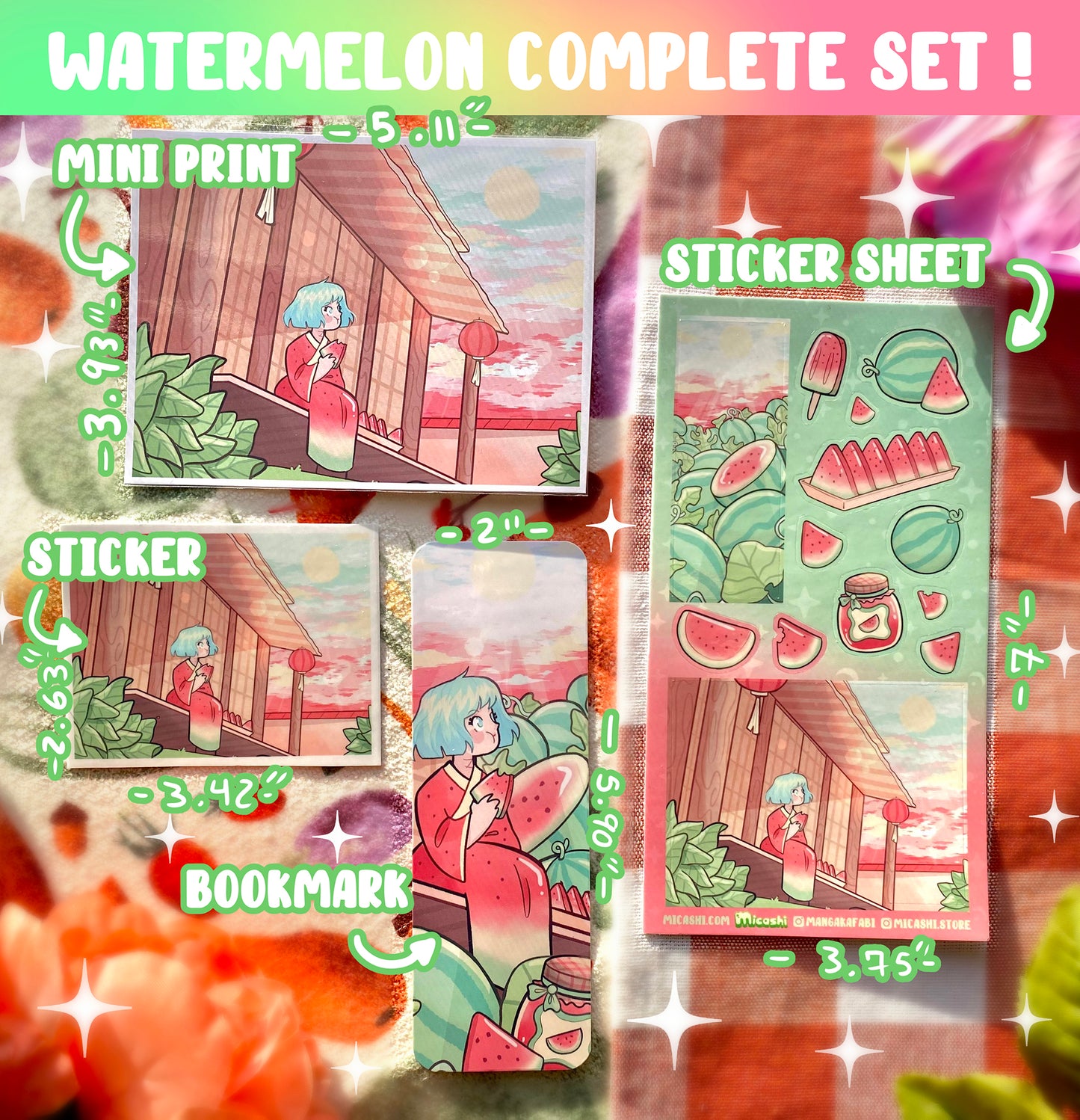 Watermelon Bookmark - Double Sided  - Laminated