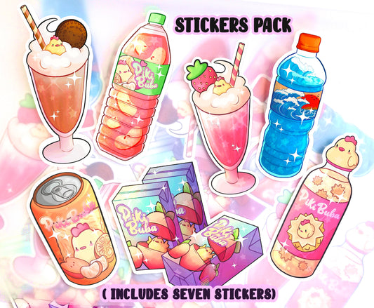 Bird Drinks Stickers set