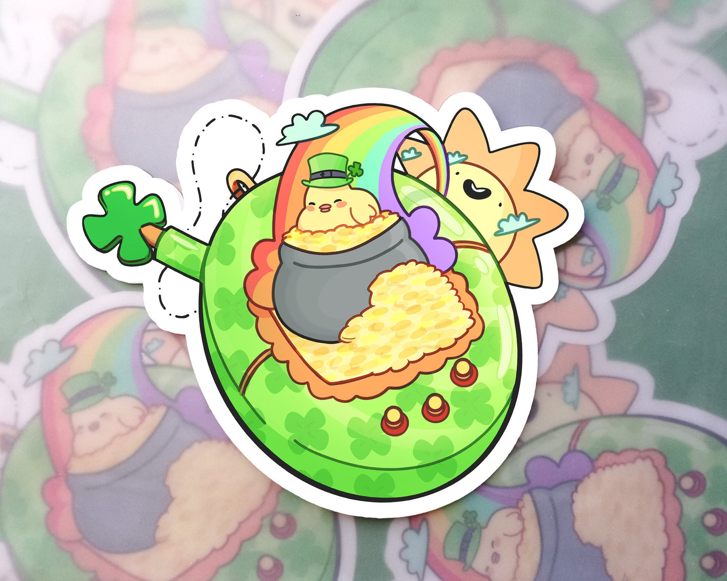 Lucky and cute tamagotchi sticker