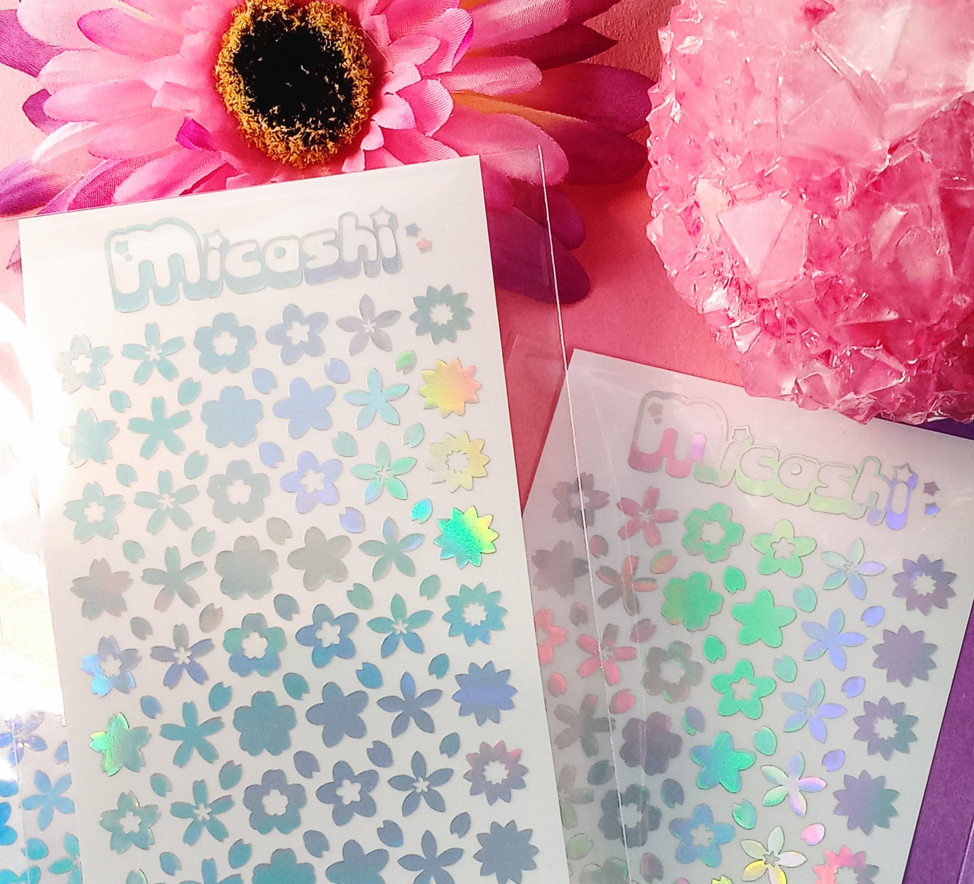  240PCS Shiny Holographic Resin Stickers Flower