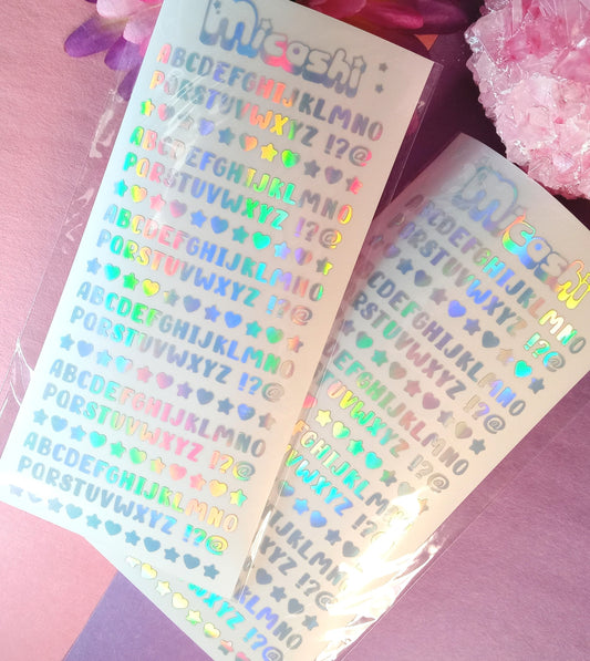 Letter Alphabet Holographic Sticker Sheet