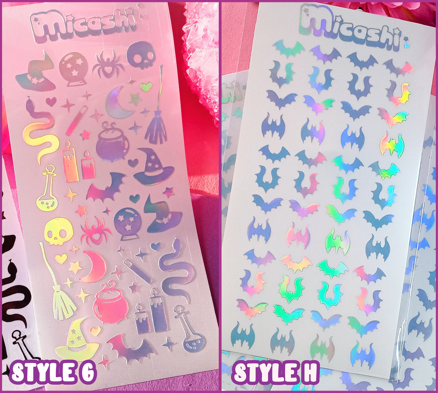 Deco Holographic Stickers Sheet (16 Styles options)