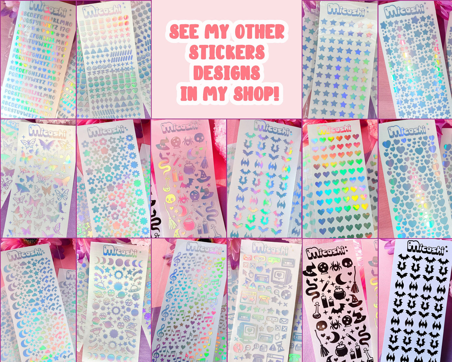 Letter Alphabet Holographic Sticker Sheet