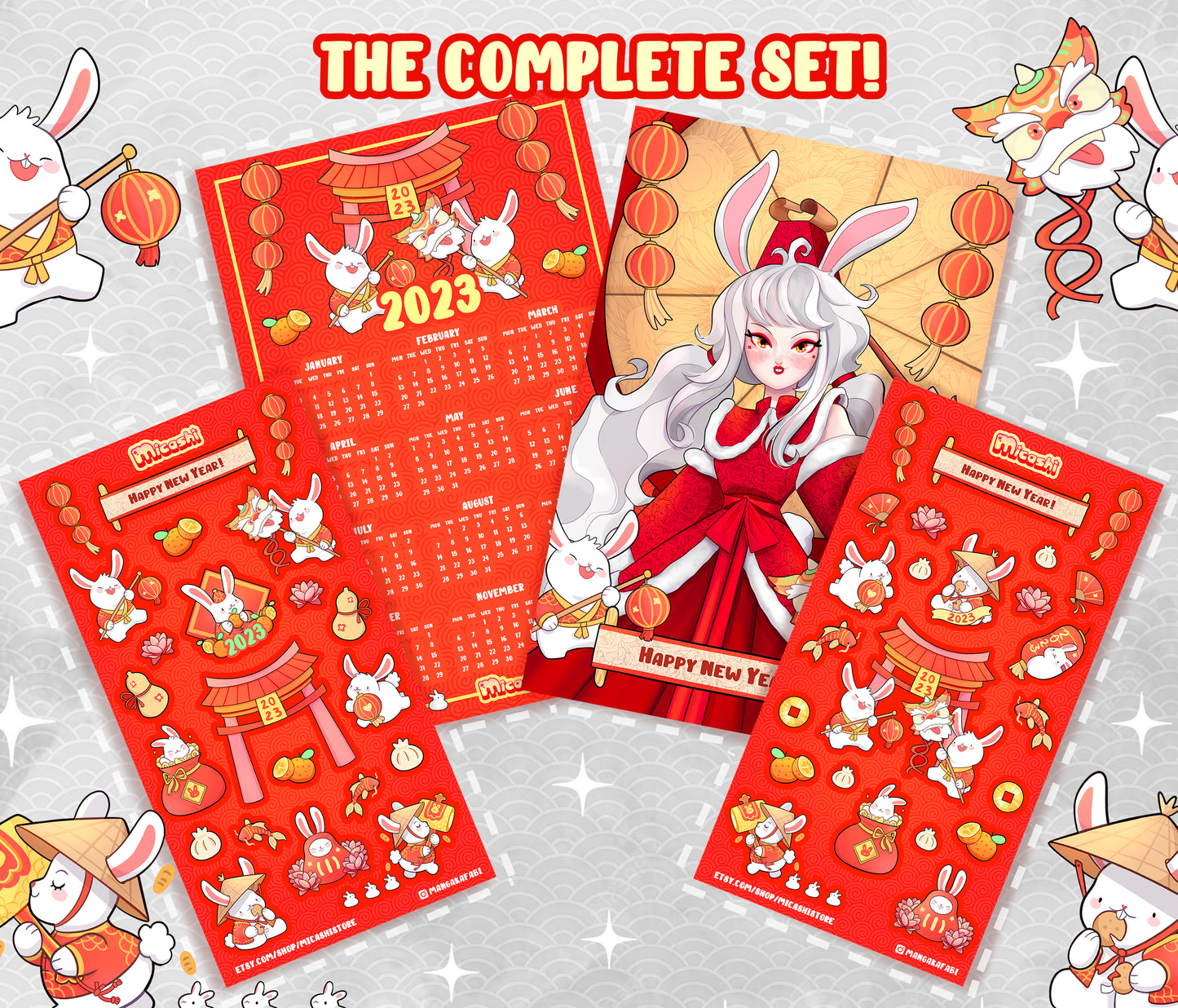 Cute Lunar New Year 2023 Sticker Sheets - Year of the rabbit - chinese new year